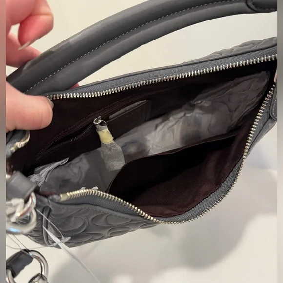 NWT Coach Teri Hobo Bag In Grey Signature Leather - Picture 9 of 16